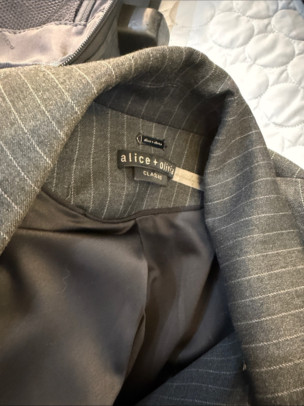 Alice + Olivia Gray Pinstripe Women's Blazer